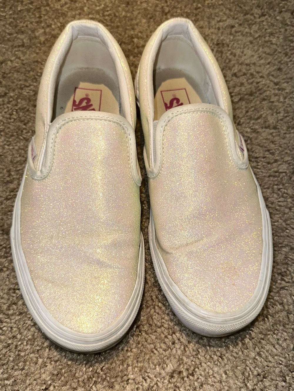 Vans Slip-Ons - UV-Changing White/Pink Sparkle